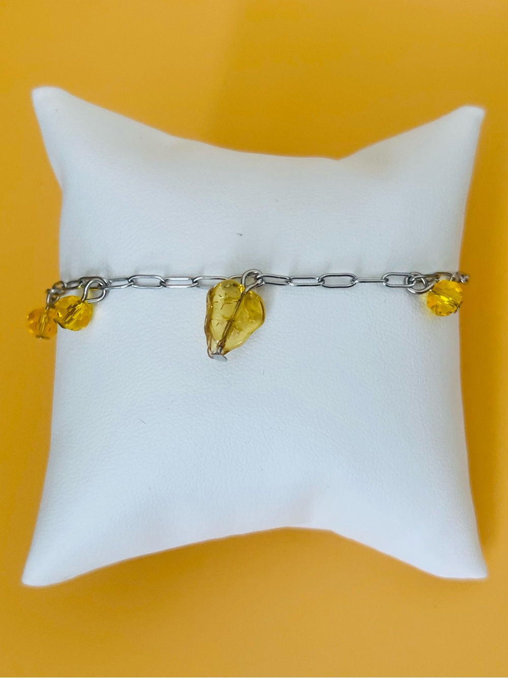 Yellow Glass Charm Bracelet - Women's Jewelry